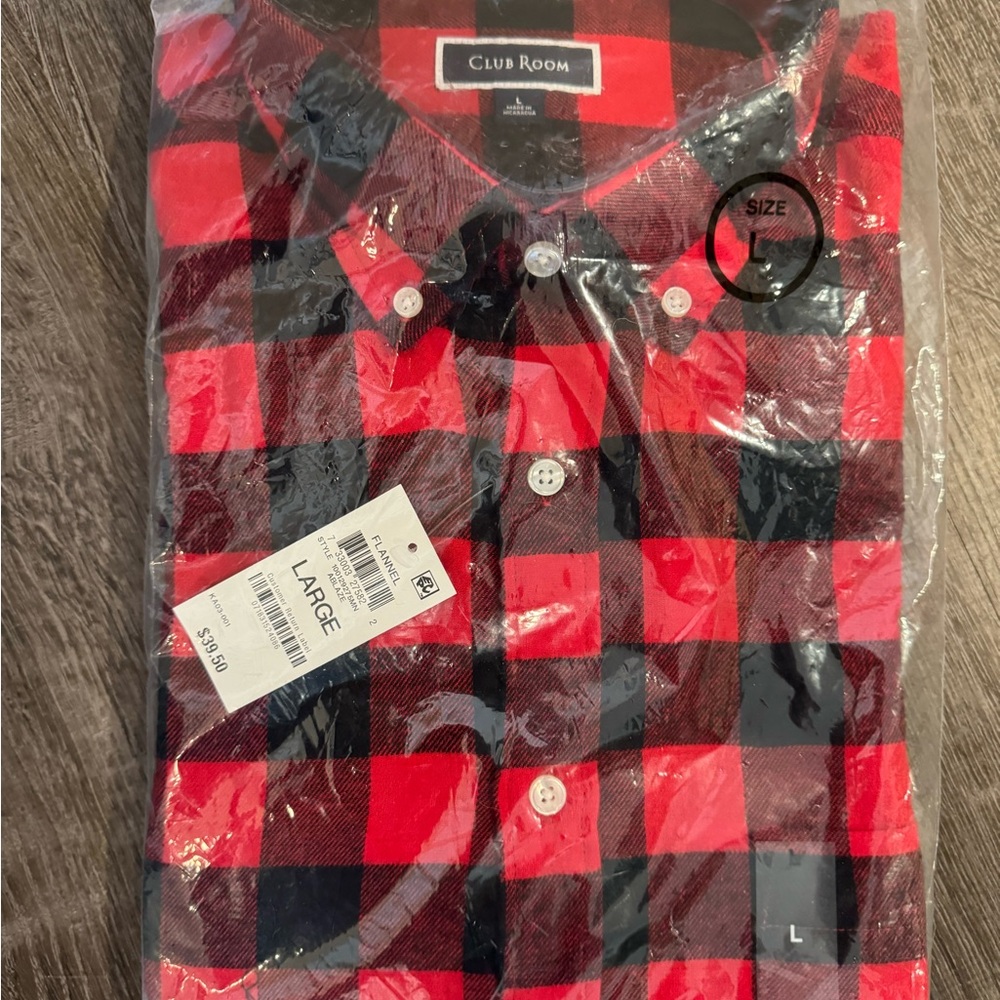 Club Room Red and Black Casual Button Down Shirt